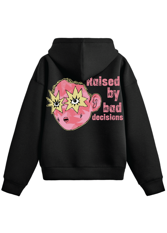 Bad Decisions Dept Oversized Hoodie – 300 GSM Puff Print (Unisex)